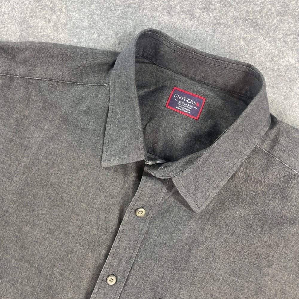 UNTUCKit Mens Shirt 3XLT Dark Gray Long Sleeve Regular Fit Casual Weekend Down